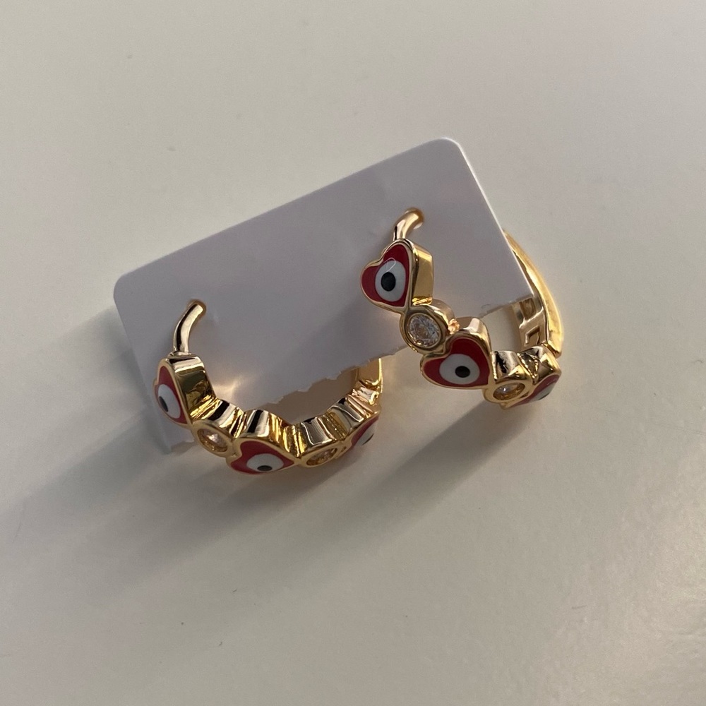 Gold Plated Evil Eye Earrings